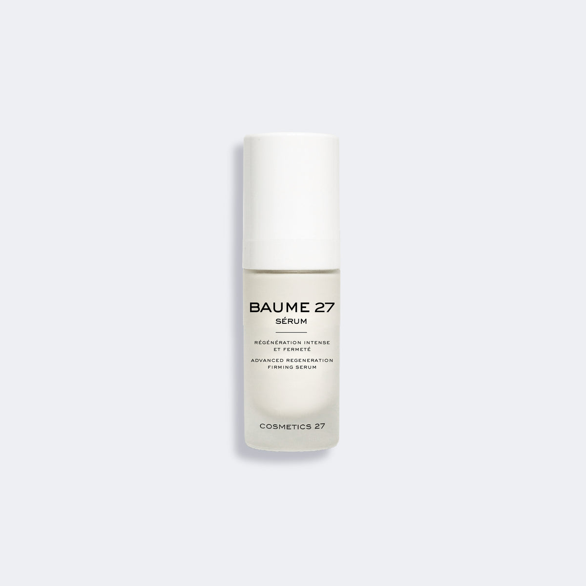 Baume 27 Serum pump bottle on a light gray background