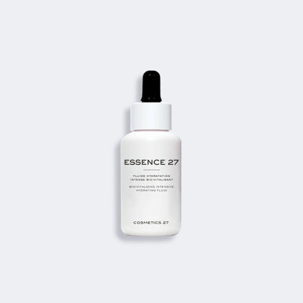 Essence 27 dropper bottle on a light gray background