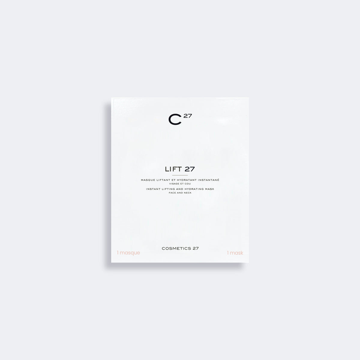 Lift 27 mask packet on a light gray background
