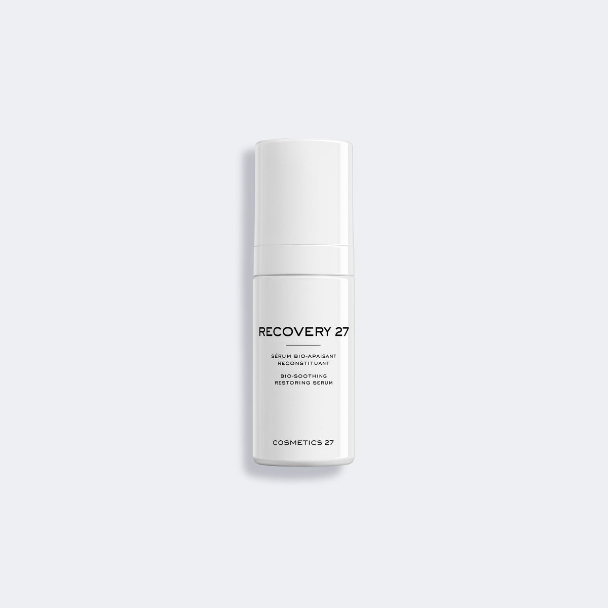 Recovery 27 pump bottle on a light gray background