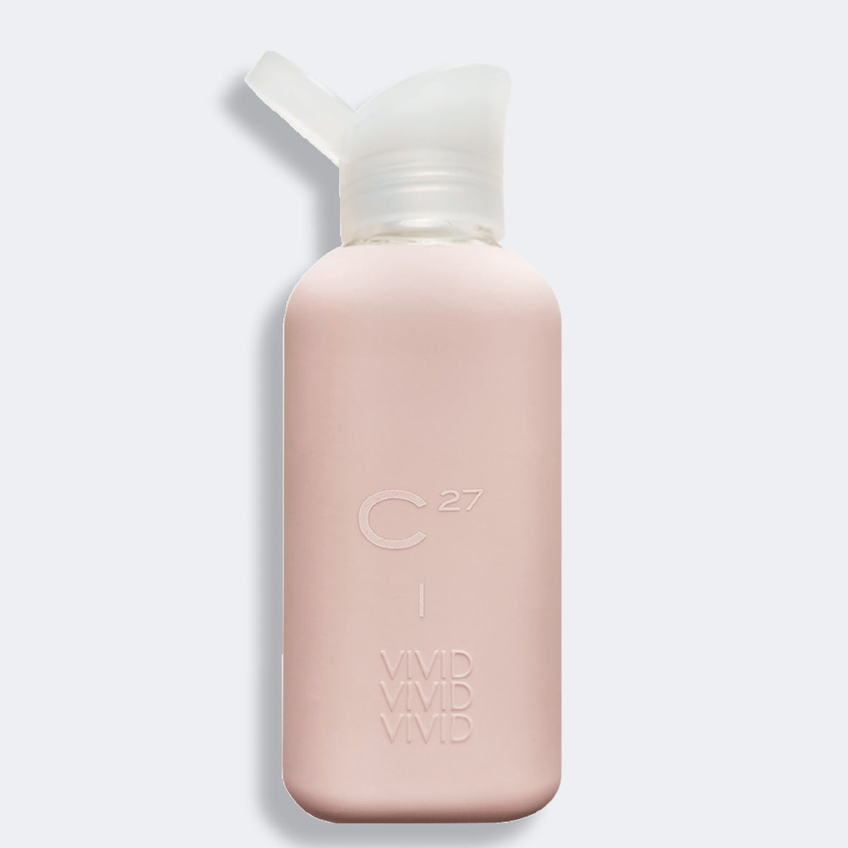 Gourde C27 avec housse rose et bouchon transparent