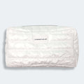 White quilted Vanity Case pouch with a Cosmetics 27 label