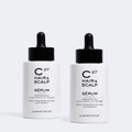 Two Hair & Scalp Serum dropper bottles side by side